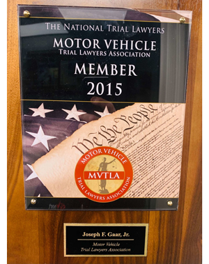 The National Trial Lawyers | Moto Vehicle Trial Lawyers Association | Member | 2015 | Joseph F. Gaar, Jr.
